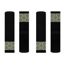 Load image into Gallery viewer, 2 Eye Flowers on Black Socks by Calico Jacks