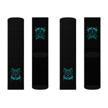 Load image into Gallery viewer, 9 Blue Skulls on Socks by Calico Jacks