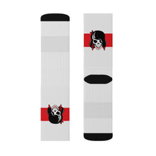Load image into Gallery viewer, 11 Red Stripe Skull on Socks by Calico Jacks