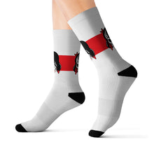 Load image into Gallery viewer, 8 Red Stripe Skull on Socks by Calico Jacks