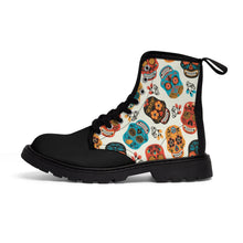 Load image into Gallery viewer, 2 Women&#39;s Canvas Boots Sugar Skulls by Calico Jacks
