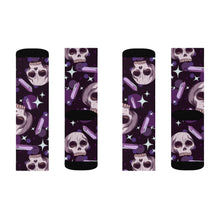 Load image into Gallery viewer, 5 Skulls and Amethysts on Socks by Calico Jacks