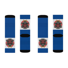 Load image into Gallery viewer, 5 Samurai on Blue Socks by Calico Jacks