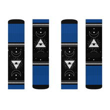 Load image into Gallery viewer, 2 Moon Pyramid Blue Socks by Calico Jacks
