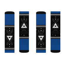Load image into Gallery viewer, 2 Moon Pyramid Blue Socks by Calico Jacks