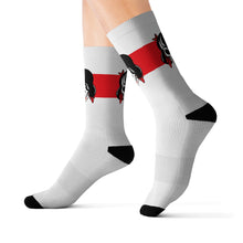 Load image into Gallery viewer, 4 Red Stripe Skull on Socks by Calico Jacks