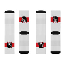 Load image into Gallery viewer, 9 Red Stripe Skull on Socks by Calico Jacks