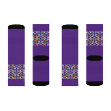 Load image into Gallery viewer, 5 Eye Flowers on Purple Socks by Calico Jacks