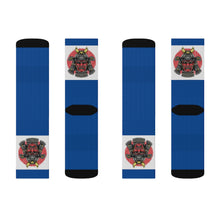 Load image into Gallery viewer, 2 Samurai on Blue Socks by Calico Jacks