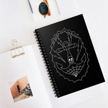 Load image into Gallery viewer, 4 Anchor Tattoo Note Book - Black - Spiral Notebook - Ruled Line by Calico Jacks