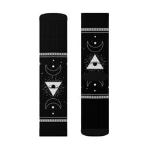 Load image into Gallery viewer, 10 Moon Pyramid Black Socks by Calico Jacks
