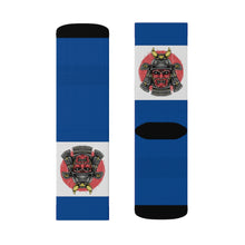 Load image into Gallery viewer, 6 Samurai on Blue Socks by Calico Jacks
