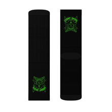 Load image into Gallery viewer, 3 Green Skulls on Socks by Calico Jacks