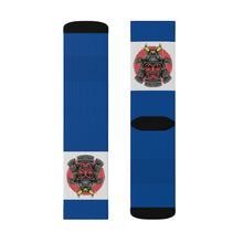 Load image into Gallery viewer, 10 Samurai on Blue Socks by Calico Jacks