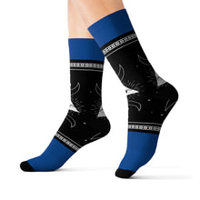 Load image into Gallery viewer, 12 Moon Pyramid Blue Socks by Calico Jacks