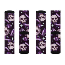Load image into Gallery viewer, 9 Skulls and Amethysts on Socks by Calico Jacks