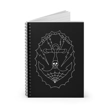 Load image into Gallery viewer, 2 Anchor Tattoo Note Book - Black - Spiral Notebook - Ruled Line by Calico Jacks