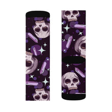 Load image into Gallery viewer, 6 Skulls and Amethysts on Socks by Calico Jacks