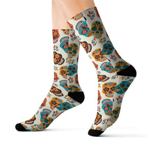 Load image into Gallery viewer, 4 Sugar Skulls on Socks by Calico Jacks