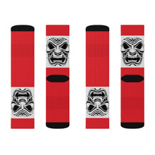 Load image into Gallery viewer, 9 White Oni on Red Socks by Calico Jacks
