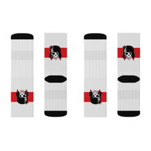 Load image into Gallery viewer, 5 Red Stripe Skull on Socks by Calico Jacks