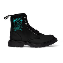 Load image into Gallery viewer, 3 Women&#39;s Canvas Boots Blue Skull by Calico Jacks
