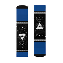 Load image into Gallery viewer, 10 Moon Pyramid Blue Socks by Calico Jacks
