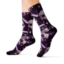 Load image into Gallery viewer, 12 Skulls and Amethysts on Socks by Calico Jacks