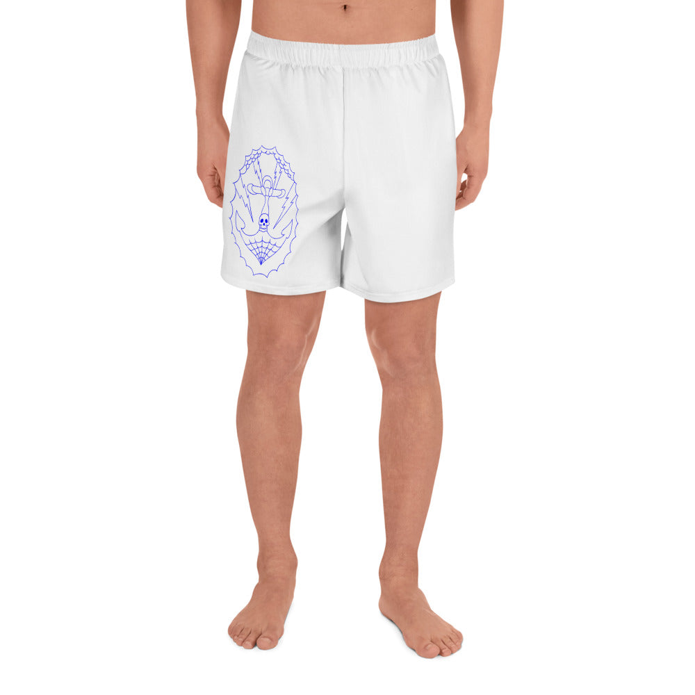 1 Men's Athletic Long Shorts Anchor White design by Calico Jacks