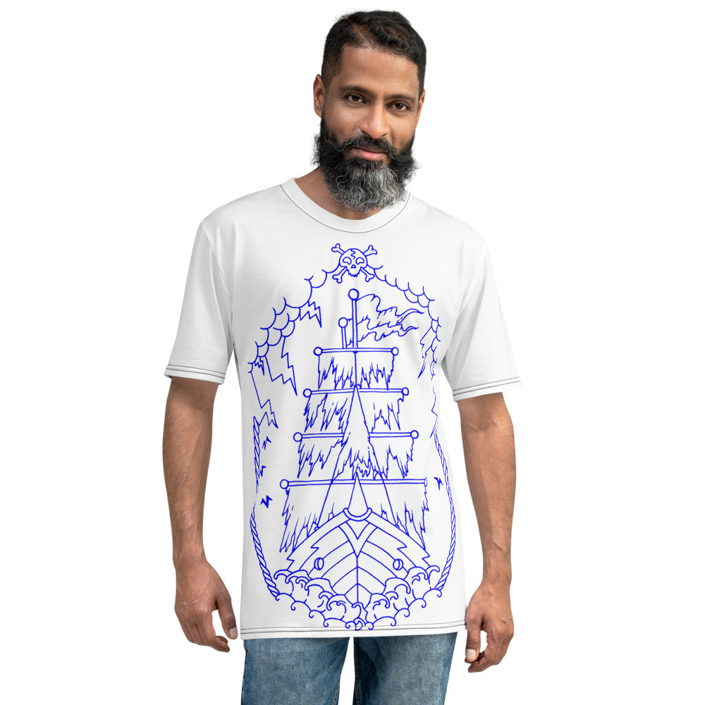 Men's Big Print T-shirt Ship Blue by Calico Jacks