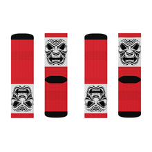Load image into Gallery viewer, 5 White Oni on Red Socks by Calico Jacks
