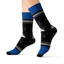 Load image into Gallery viewer, 8 Moon Pyramid Blue Socks by Calico Jacks