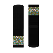 Load image into Gallery viewer, 1 Eye Flowers on Black Socks by Calico Jacks