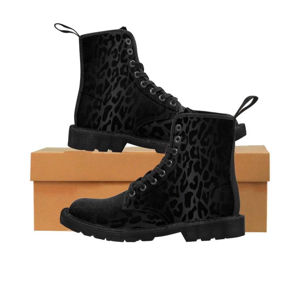 1 Men's Canvas Boots Black Leopard Print by Calico Jacks