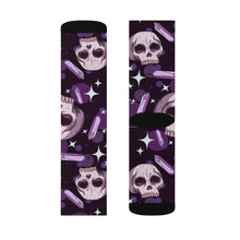 Load image into Gallery viewer, 1 Skulls and Amethysts on Socks by Calico Jacks