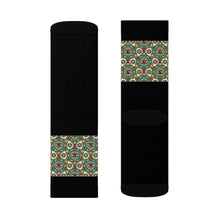 Load image into Gallery viewer, 6 Eye Flowers on Black Socks by Calico Jacks