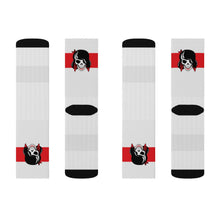 Load image into Gallery viewer, 2 Red Stripe Skull on Socks by Calico Jacks