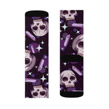 Load image into Gallery viewer, 7 Skulls and Amethysts on Socks by Calico Jacks