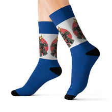 Load image into Gallery viewer, 8 Samurai on Blue Socks by Calico Jacks