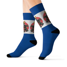 Load image into Gallery viewer, 12 Samurai on Blue Socks by Calico Jacks