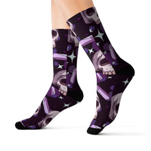 Load image into Gallery viewer, 8 Skulls and Amethysts on Socks by Calico Jacks