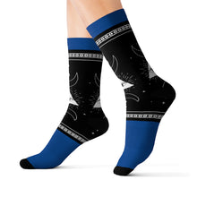 Load image into Gallery viewer, 4 Moon Pyramid Blue Socks by Calico Jacks