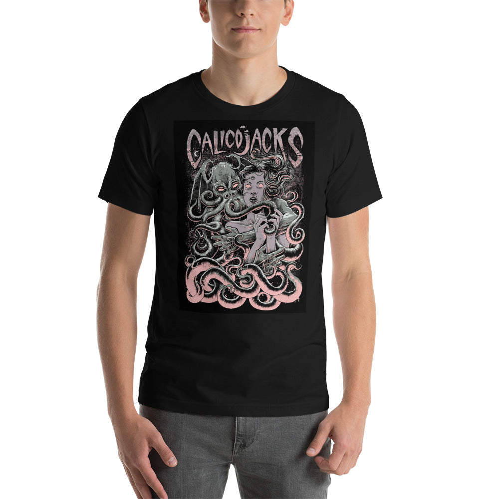 black 100% Cotton T-Shirt Cthulhu horror theme design by Calico Jacks
