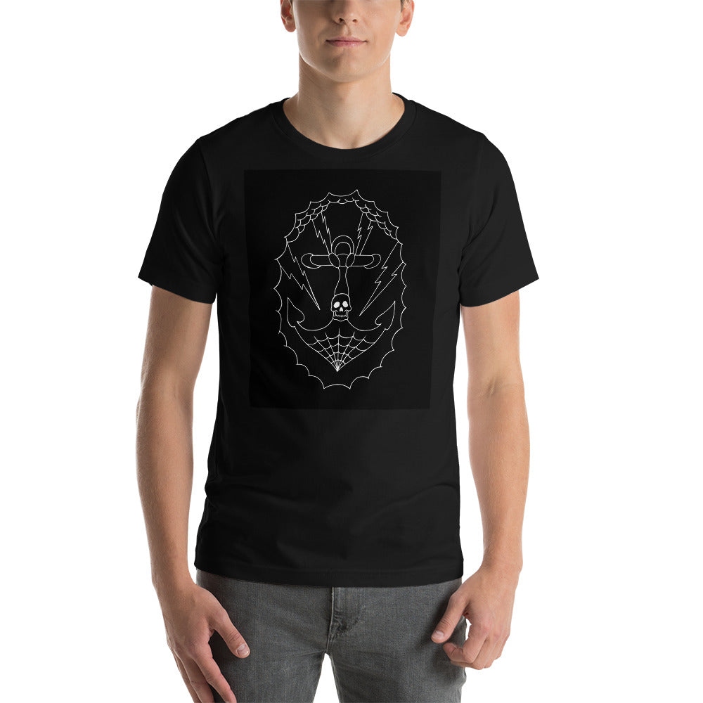 black 100% Cotton t-shirt tattoo pirate Anchor design by Calico Jacks