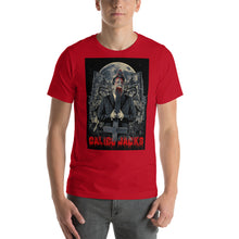 Load image into Gallery viewer, red 100% Cotton T-Shirt Cruciface horror theme design by Calico Jacks