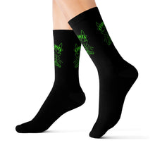 Load image into Gallery viewer, 4 Green Skulls on Socks by Calico Jacks
