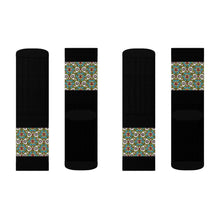 Load image into Gallery viewer, 5 Eye Flowers on Black Socks by Calico Jacks
