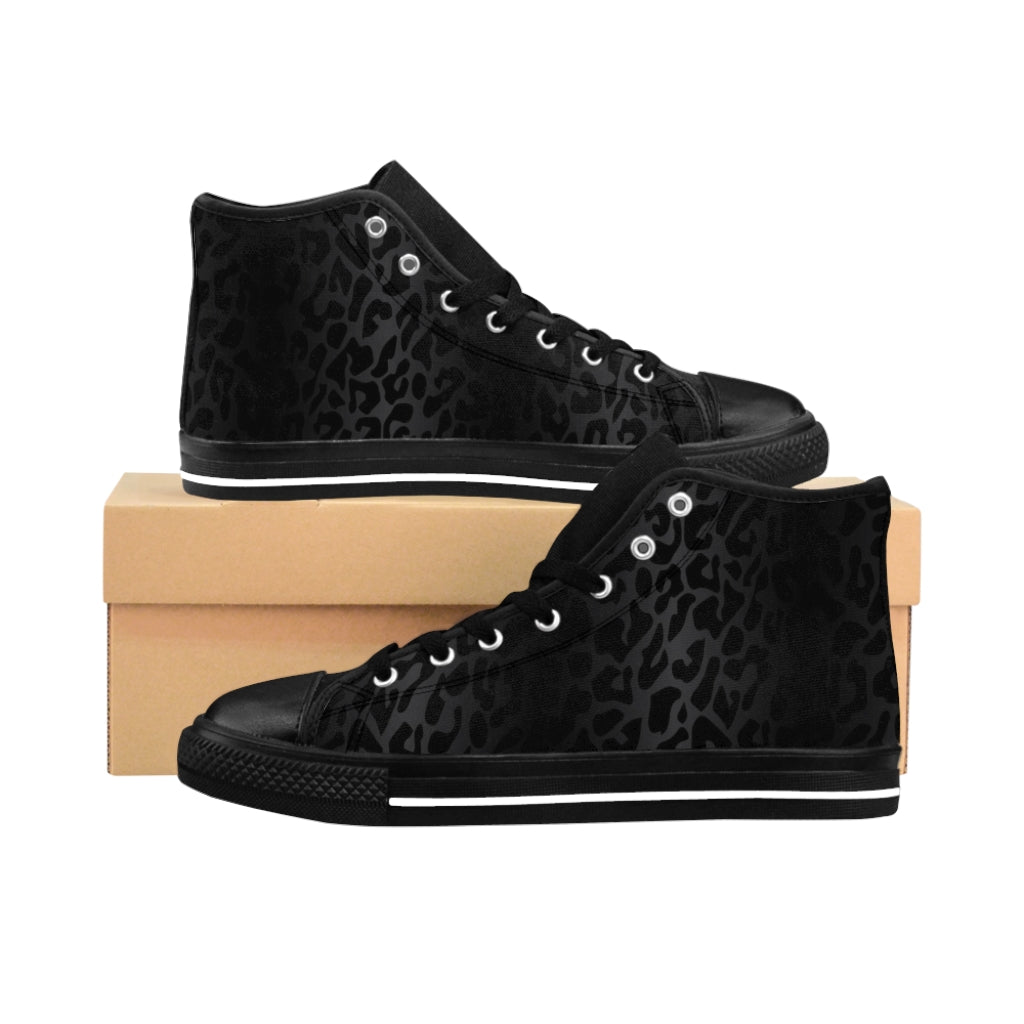 1 Women's High-top Sneakers Black Leopard Print by Calico Jacks
