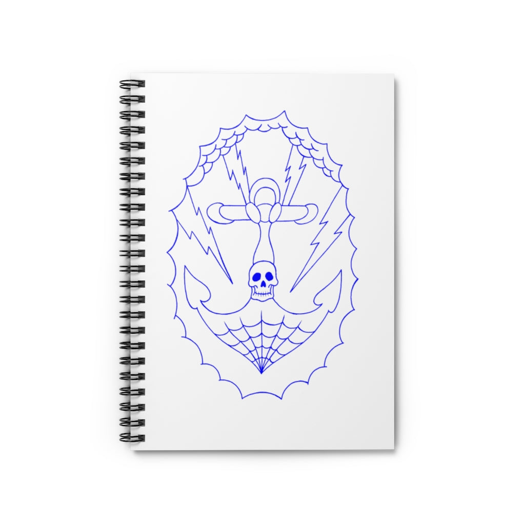 1 Anchor Tattoo Note Book - White - Spiral Notebook - Ruled Line by Calico Jacks