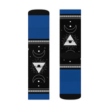 Load image into Gallery viewer, 3 Moon Pyramid Blue Socks by Calico Jacks
